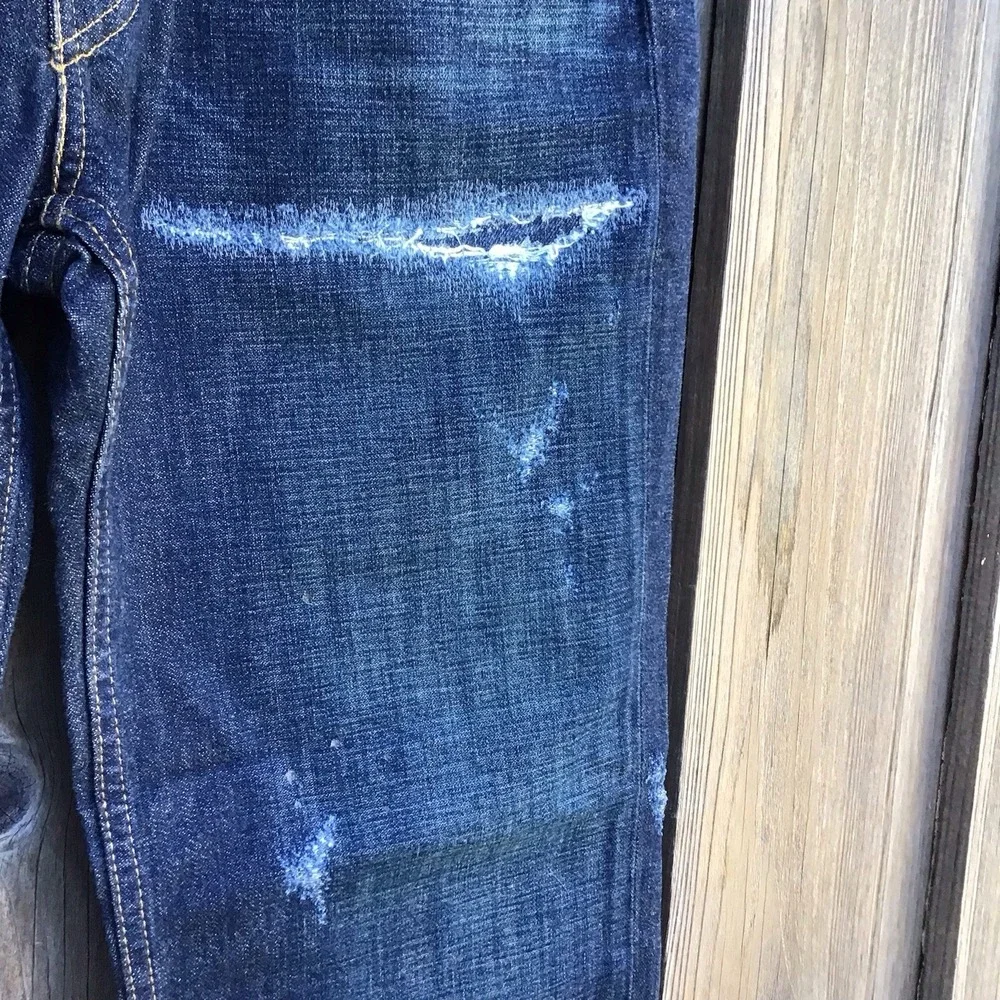 Levi's 514 Custom Distressed Jeans Mens 34 (36x28) Dark Wash Ripped Straight Leg